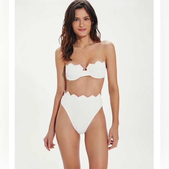 Vix Bikini Set Firenze Imani Bandeau Swim Top and Imani Hot Pants White NWT - Picture 2 of 11